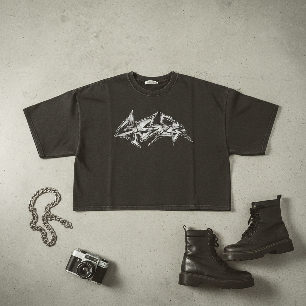 Flat lay product shot on concrete surface